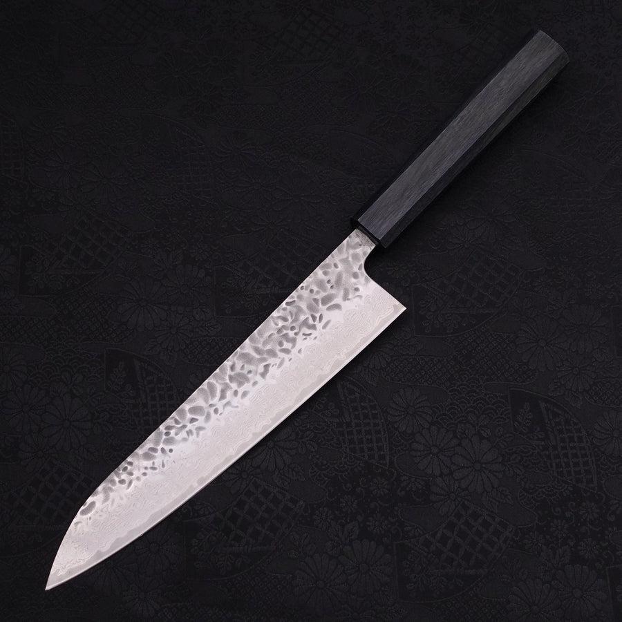 Gyuto AUS-10 Tsuchime Damascus Dark-Blue Urushi Handle 210mm