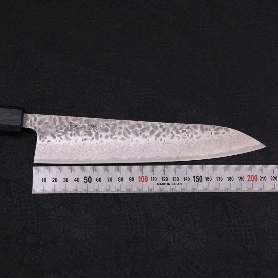 Gyuto AUS-10 Tsuchime Damascus Dark-Blue Urushi Handle 210mm