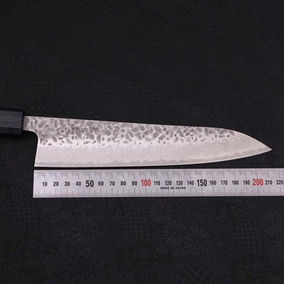 Gyuto AUS-10 Tsuchime Damascus Dark-Blue Urushi Handle 210mm