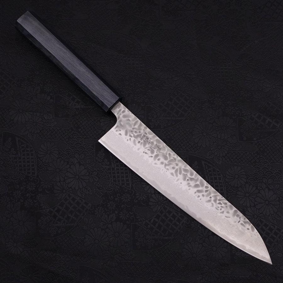 Gyuto AUS-10 Tsuchime Damascus Dark-Blue Urushi Handle 210mm