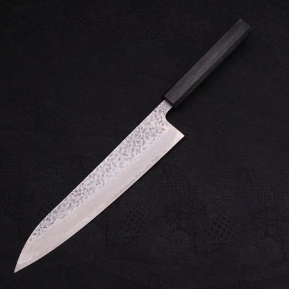 Gyuto AUS-10 Tsuchime Damascus Dark-Blue Urushi Handle 240mm