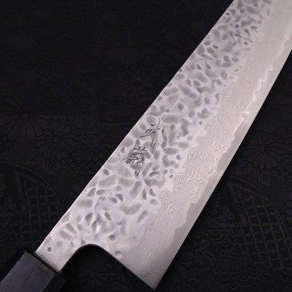Gyuto AUS-10 Tsuchime Damascus Dark-Blue Urushi Handle 240mm