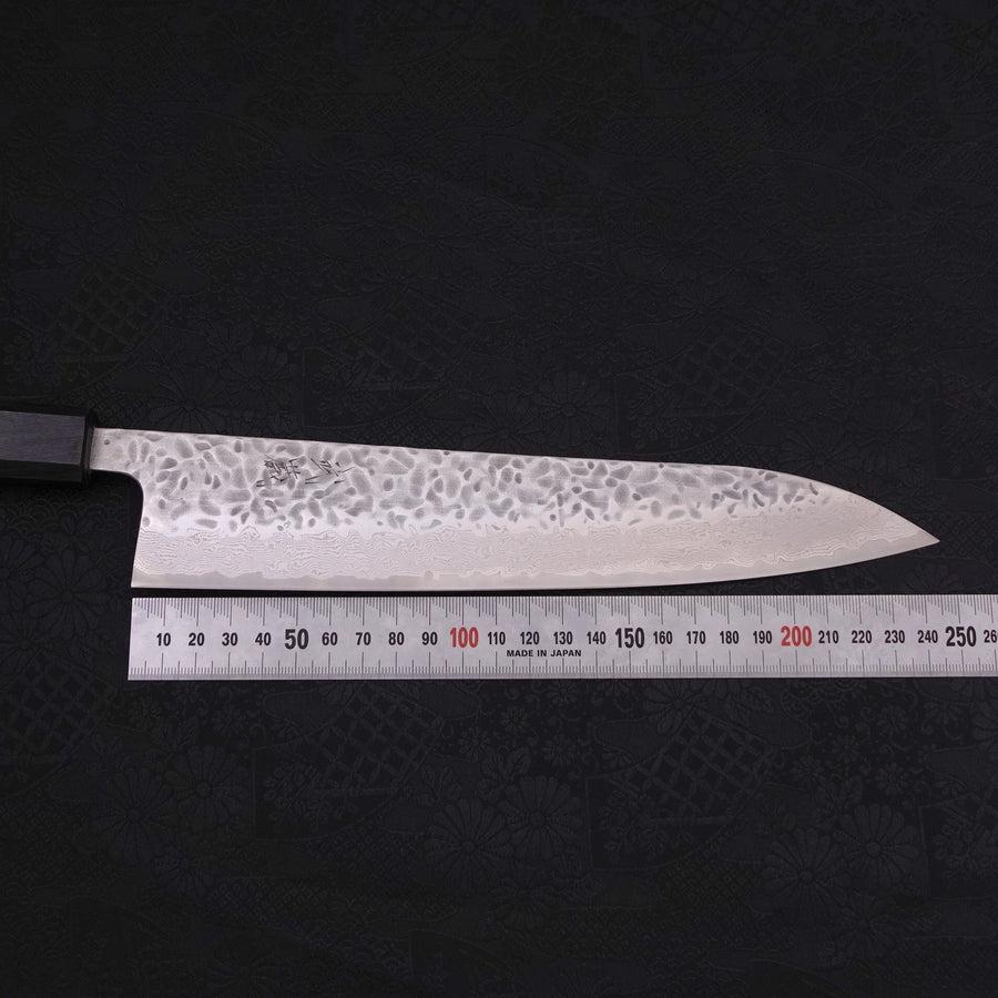 Gyuto AUS-10 Tsuchime Damascus Dark-Blue Urushi Handle 240mm