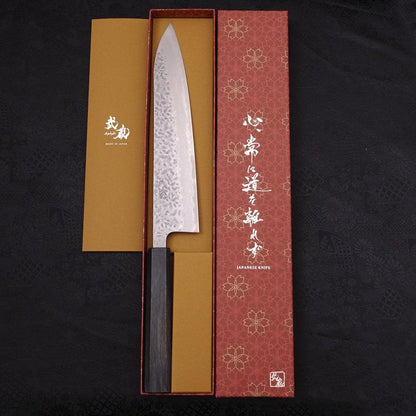 Gyuto AUS-10 Tsuchime Damascus Dark-Blue Urushi Handle 240mm