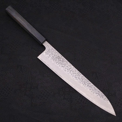 Gyuto AUS-10 Tsuchime Damascus Dark-Blue Urushi Handle 240mm