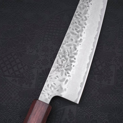 Gyuto AUS-10 Tsuchime Damascus Purple Urushi Handle 210mm