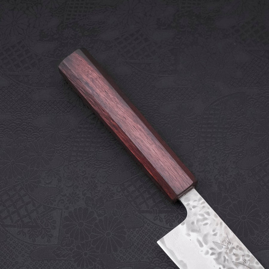 Gyuto AUS-10 Tsuchime Damascus Purple Urushi Handle 210mm