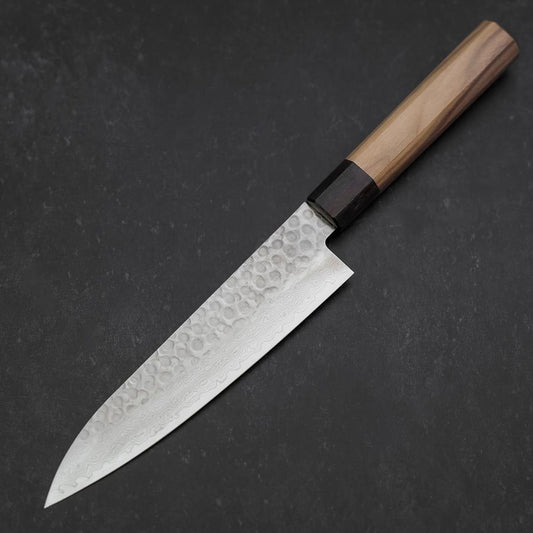 Gyuto AUS-10 Tsuchime Damascus Shitan Walnut Handle 180mm