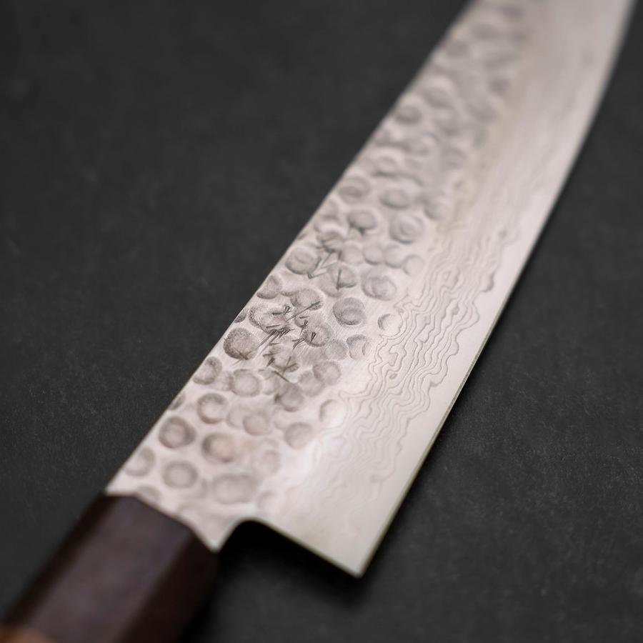 Gyuto AUS-10 Tsuchime Damascus Shitan Walnut Handle 180mm