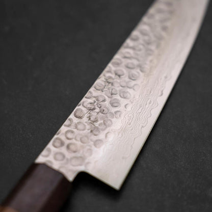 Gyuto AUS-10 Tsuchime Damascus Shitan Walnut Handle 180mm