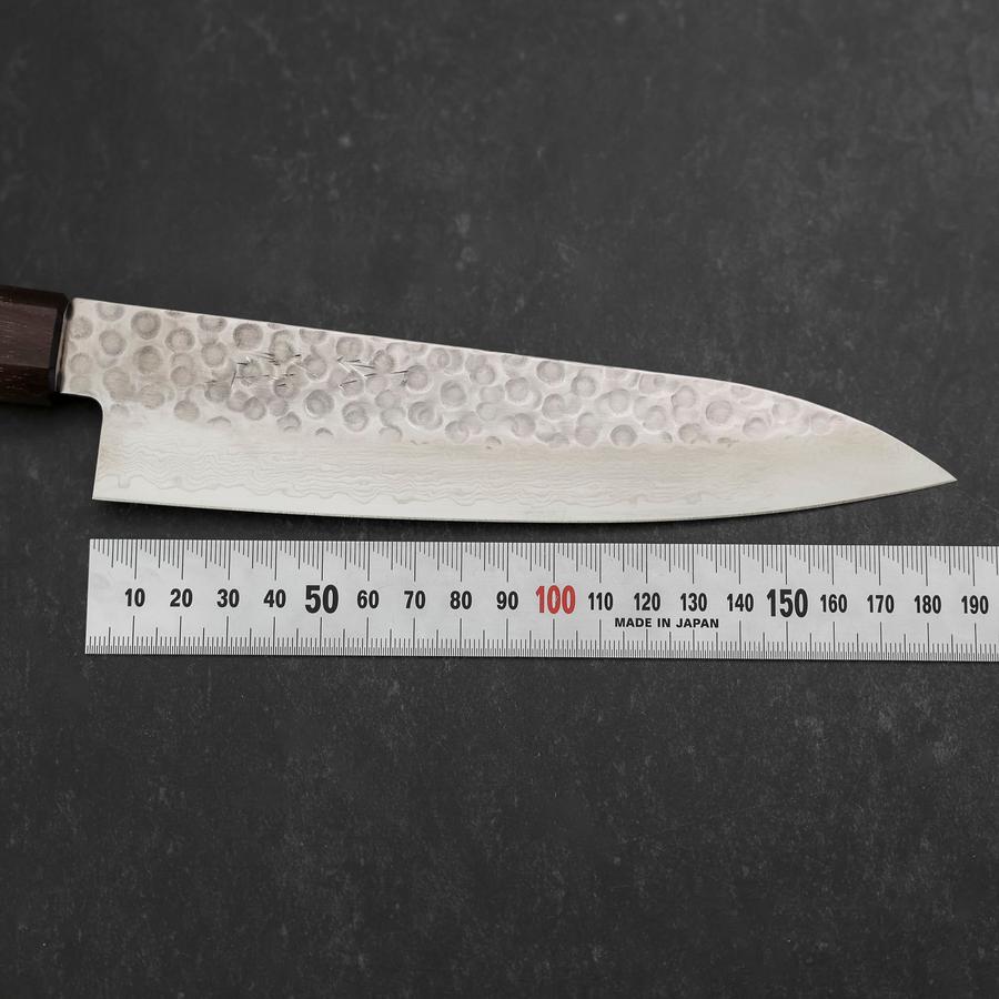 Gyuto AUS-10 Tsuchime Damascus Shitan Walnut Handle 180mm