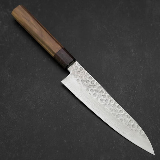 Gyuto AUS-10 Tsuchime Damascus Shitan Walnut Handle 180mm