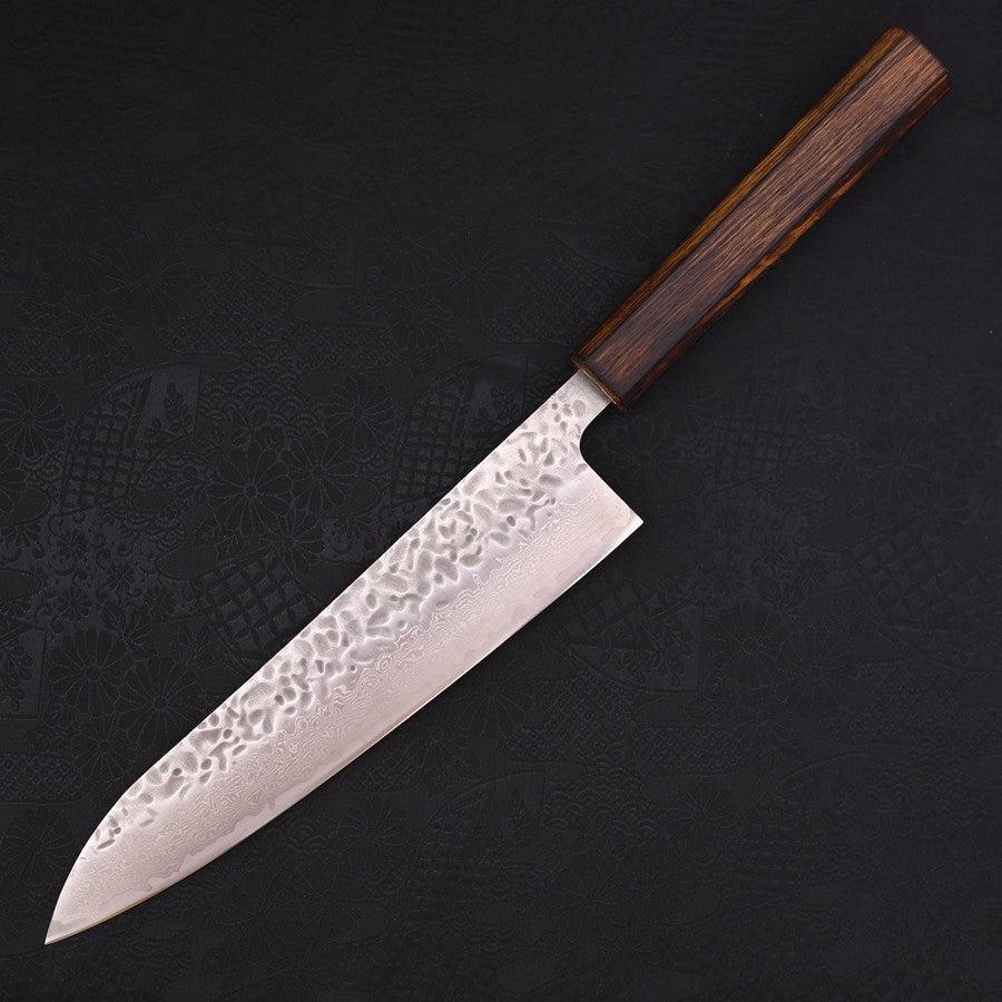 Gyuto AUS-10 Tsuchime Damascus Sumi Urushi Handle 210mm