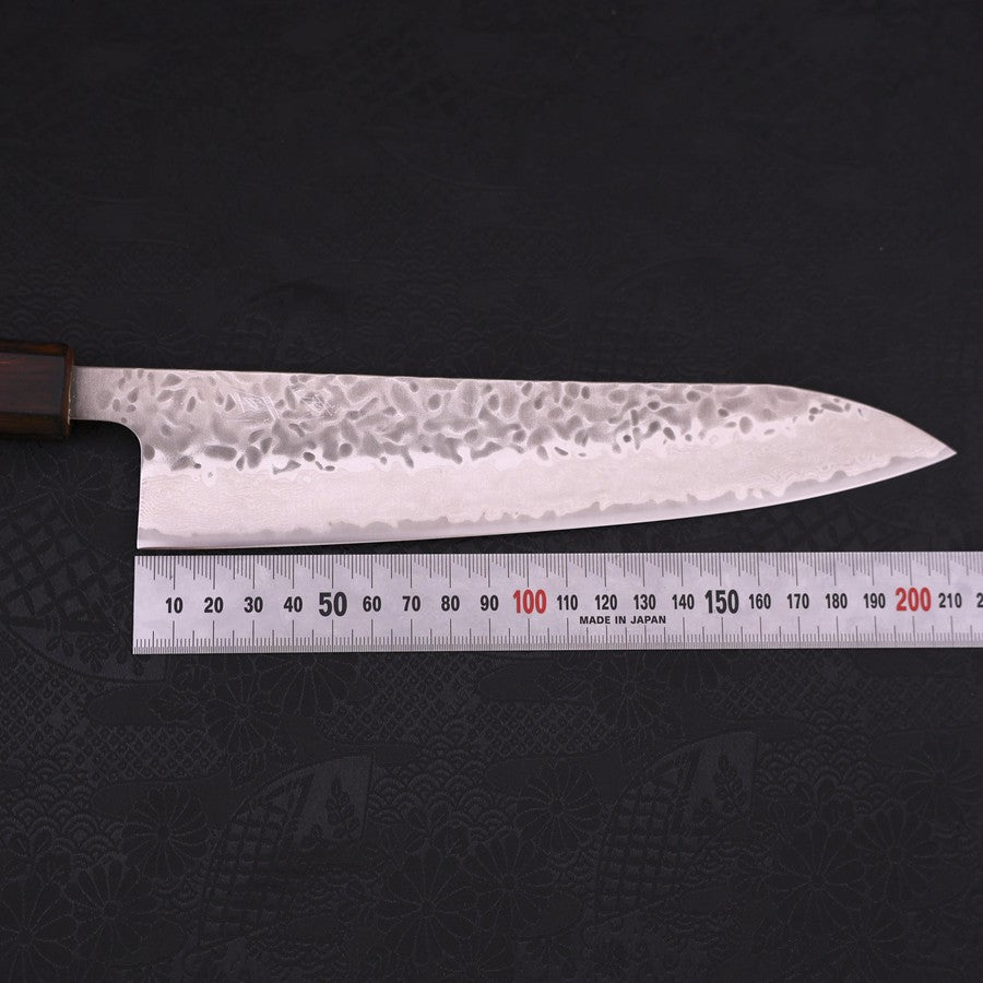 Gyuto AUS-10 Tsuchime Damascus Sumi Urushi Handle 210mm