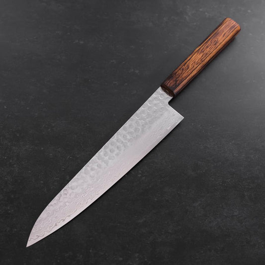Gyuto AUS-10 Tsuchime Damascus Sumi Urushi Handle 240mm