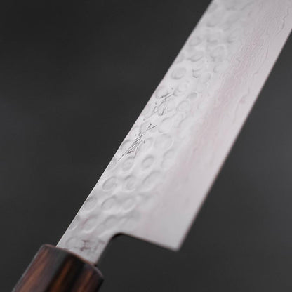 Gyuto AUS-10 Tsuchime Damascus Sumi Urushi Handle 240mm