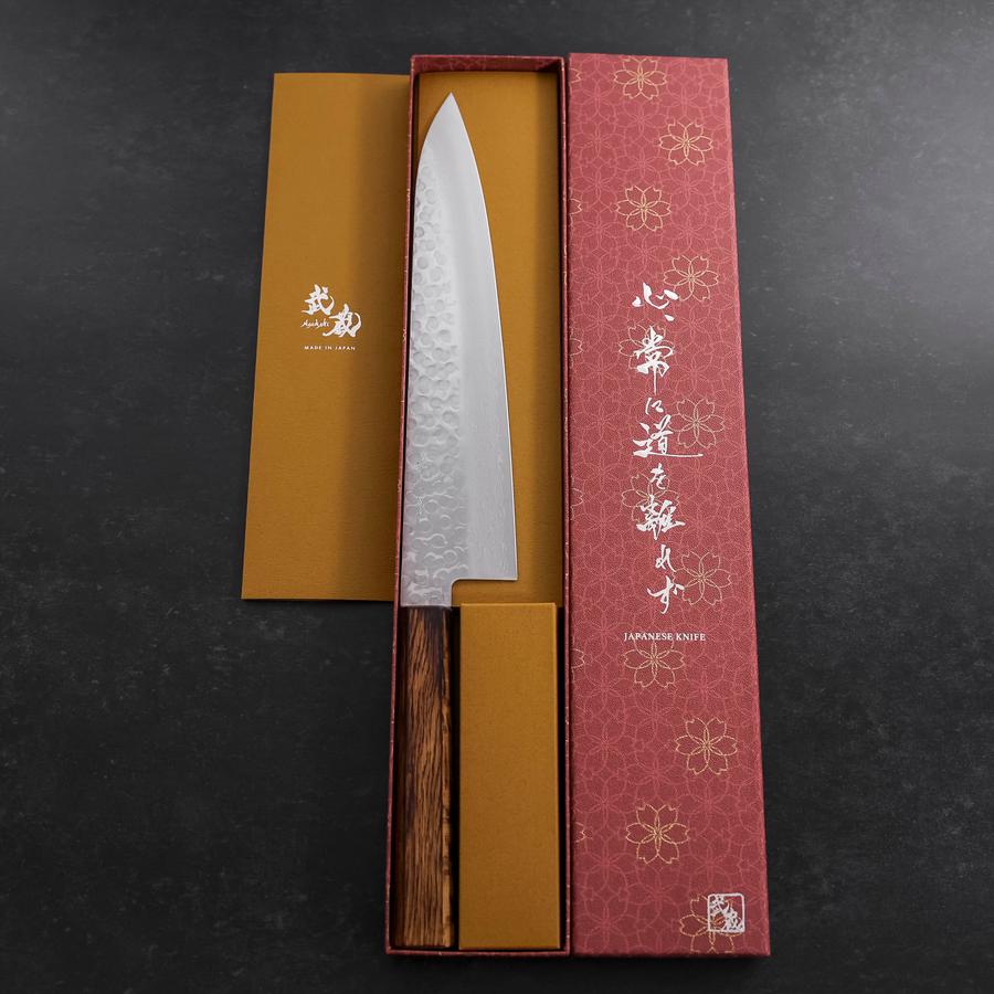 Gyuto AUS-10 Tsuchime Damascus Sumi Urushi Handle 240mm
