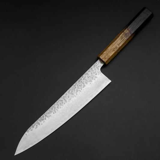 Gyuto AUS-10 Tsuchime Damascus Yaki Urushi Handle 210mm