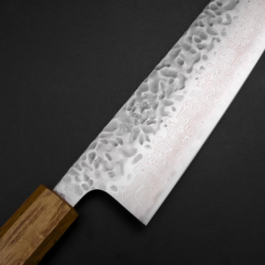 Gyuto AUS-10 Tsuchime Damascus Yaki Urushi Handle 210mm
