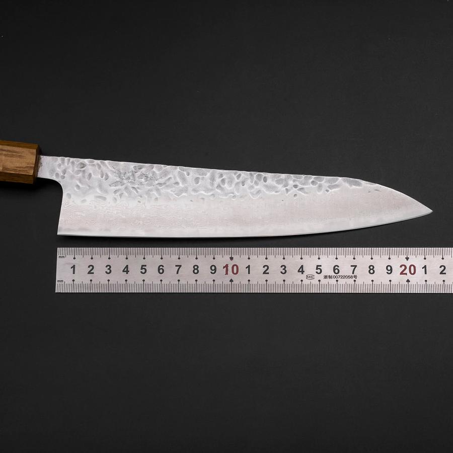 Gyuto AUS-10 Tsuchime Damascus Yaki Urushi Handle 210mm