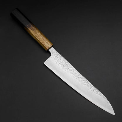 Gyuto AUS-10 Tsuchime Damascus Yaki Urushi Handle 210mm