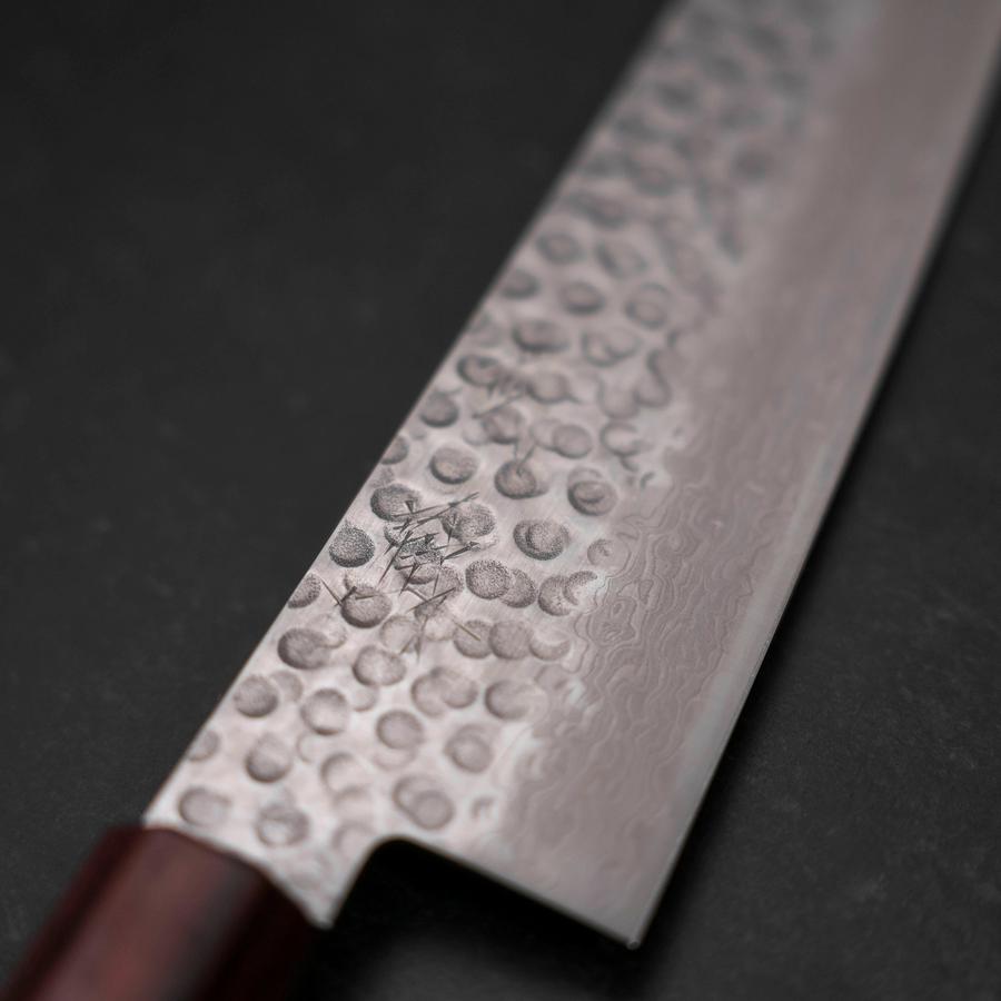 Gyuto AUS-10 Tsuchime Damascus Zelkova Handle 240mm