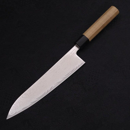 Gyuto AUS-10 Wave Nickel Damascus Buffalo Magnolia Handle 210mm