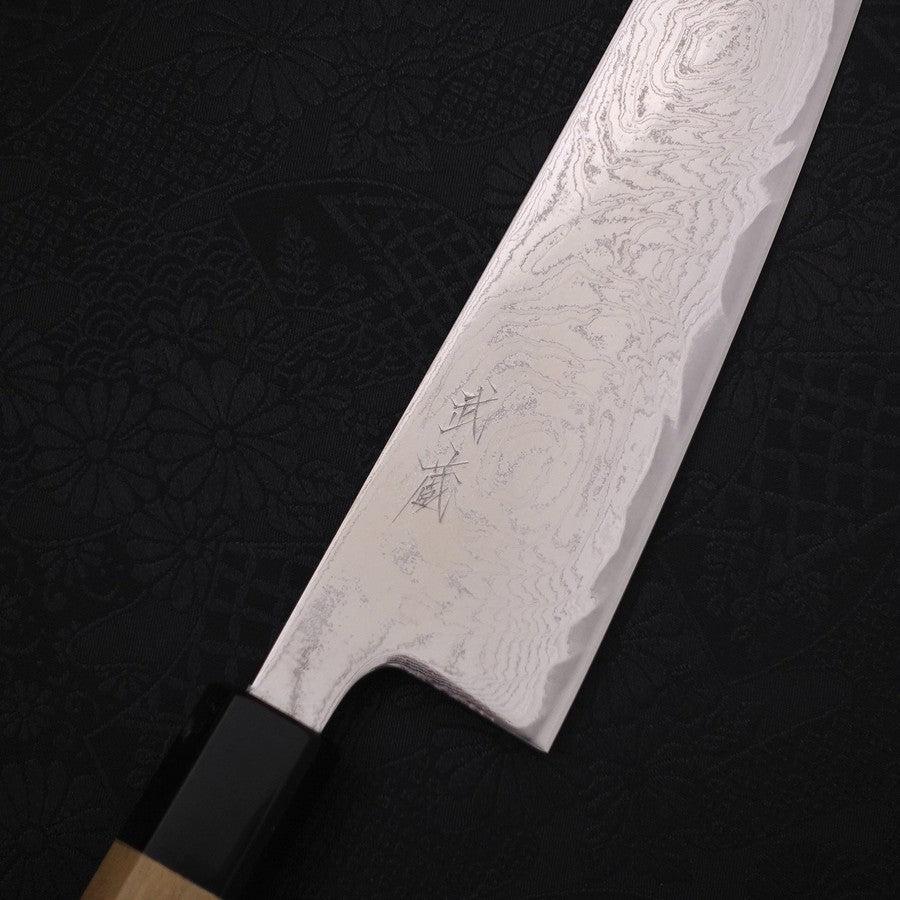 Gyuto AUS-10 Wave Nickel Damascus Buffalo Magnolia Handle 210mm