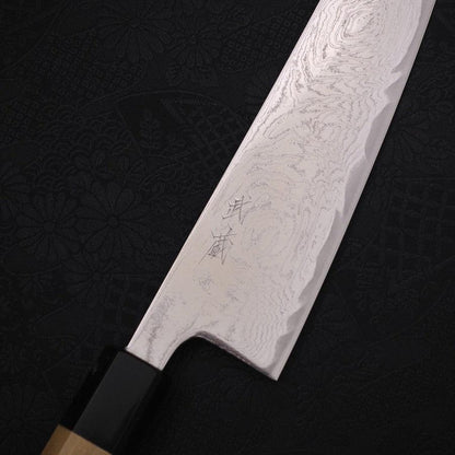 Gyuto AUS-10 Wave Nickel Damascus Buffalo Magnolia Handle 210mm