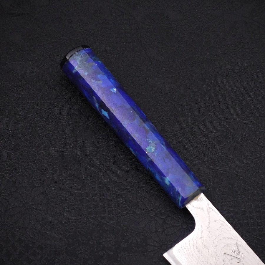 Gyuto AUS-10 Wave Nickel Damascus Ocean Blue Handle 180mm