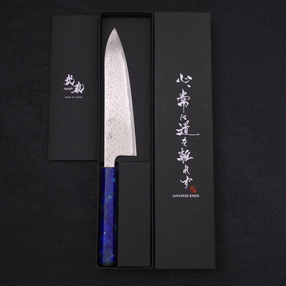 Gyuto AUS-10 Wave Nickel Damascus Ocean Blue Handle 180mm