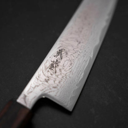 Gyuto AUS-10 Wave Nickel Damascus Sumi Urushi Handle 180mm
