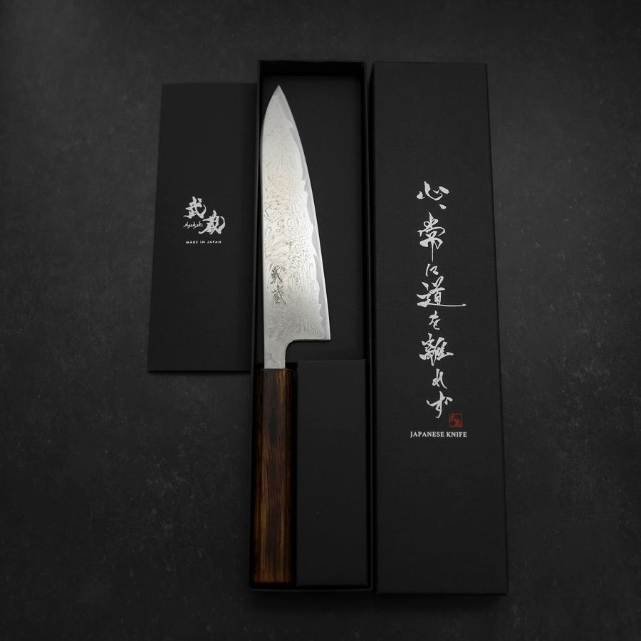 Gyuto AUS-10 Wave Nickel Damascus Sumi Urushi Handle 180mm