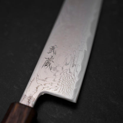 Gyuto AUS-10 Wave Nickel Damascus Sumi Urushi Handle 210mm