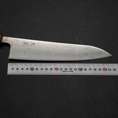 Gyuto AUS-10 Wave Nickel Damascus Sumi Urushi Handle 210mm