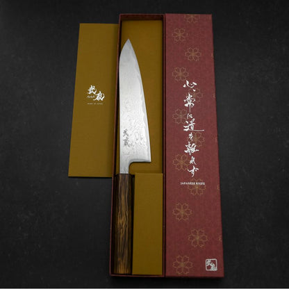 Gyuto AUS-10 Wave Nickel Damascus Sumi Urushi Handle 210mm