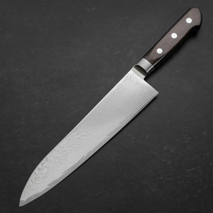 Gyuto AUS-10 Wave Nickel Damascus Western Brown Handle 210mm