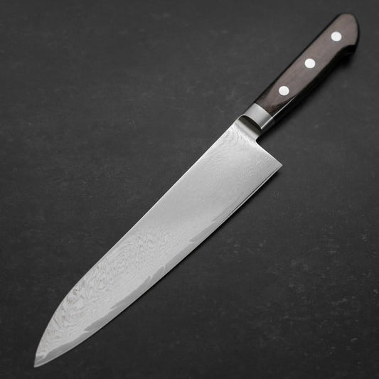 Gyuto AUS-10 Wave Nickel Damascus Western Brown Handle 210mm
