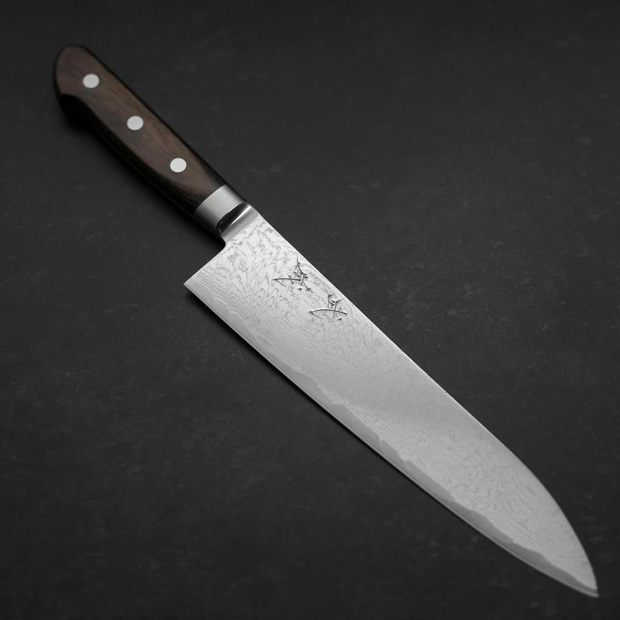Gyuto AUS-10 Wave Nickel Damascus Western Brown Handle 210mm