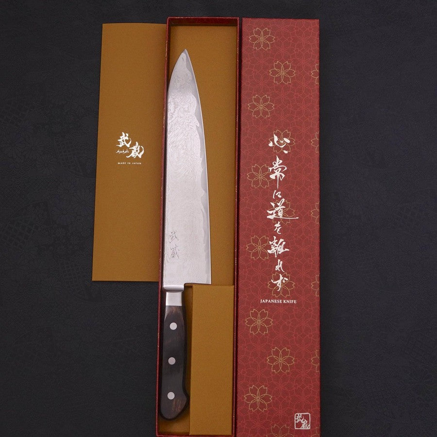 Gyuto AUS-10 Wave Nickel Damascus Western Handle 240mm