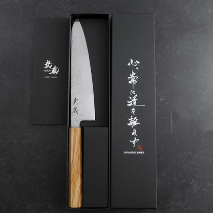 Gyuto AUS-8 Nashiji Olive Handle 195mm