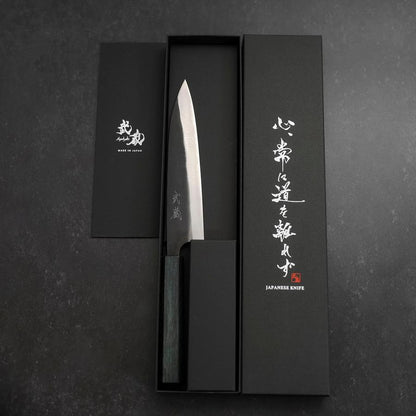 Gyuto Blue Steel #1 Kurouchi Dark Blue Urushi Handle 170mm