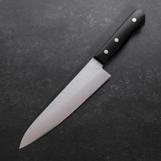 Gyuto Blue Steel #2 Stainless Clad Tsuchime Western Black Handle 180mm