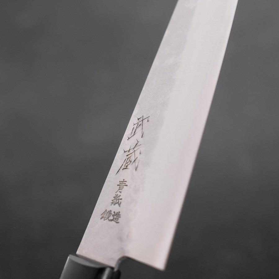 Gyuto Blue Steel #2 Stainless Clad Tsuchime Western Black Handle 180mm