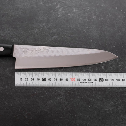 Gyuto Blue Steel #2 Stainless Clad Tsuchime Western Black Handle 180mm