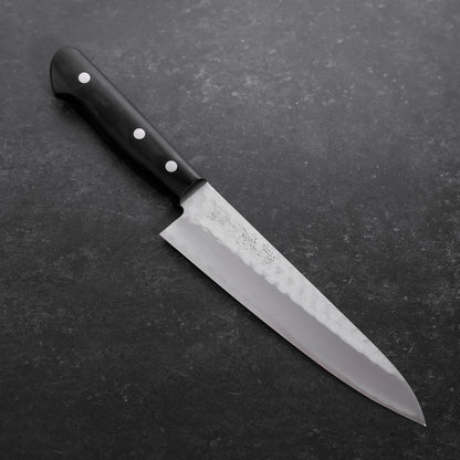 Gyuto Blue Steel #2 Stainless Clad Tsuchime Western Black Handle 180mm