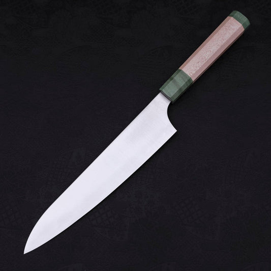 Gyuto Blue Super Polished Maple Green Handle 210mm