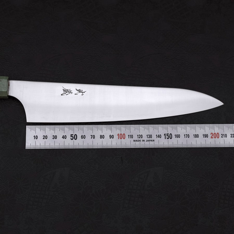 Gyuto Blue Super Polished Maple Green Handle 210mm