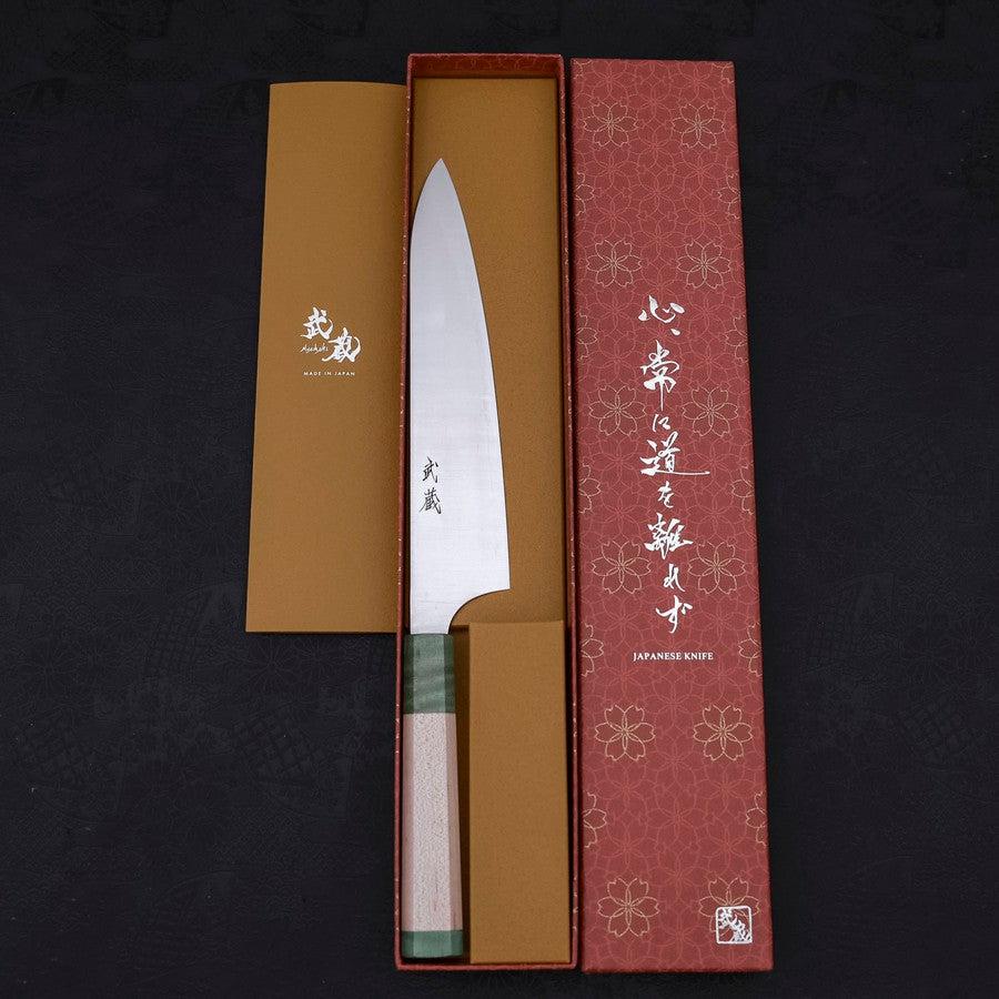 Gyuto Blue Super Polished Maple Green Handle 210mm
