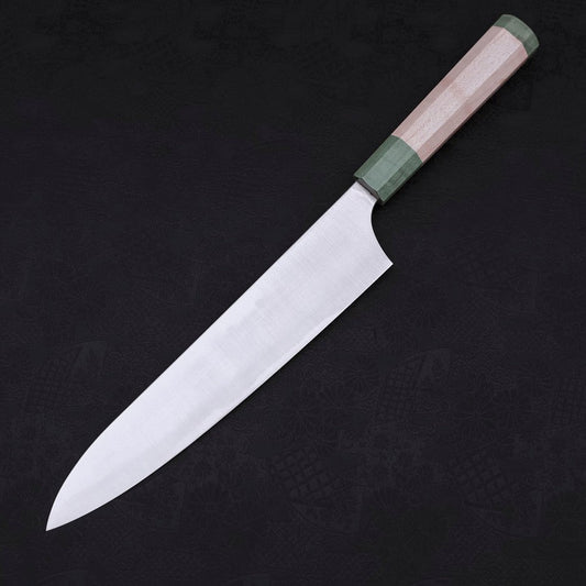 Gyuto Blue Super Polished Maple Green Handle 240mm